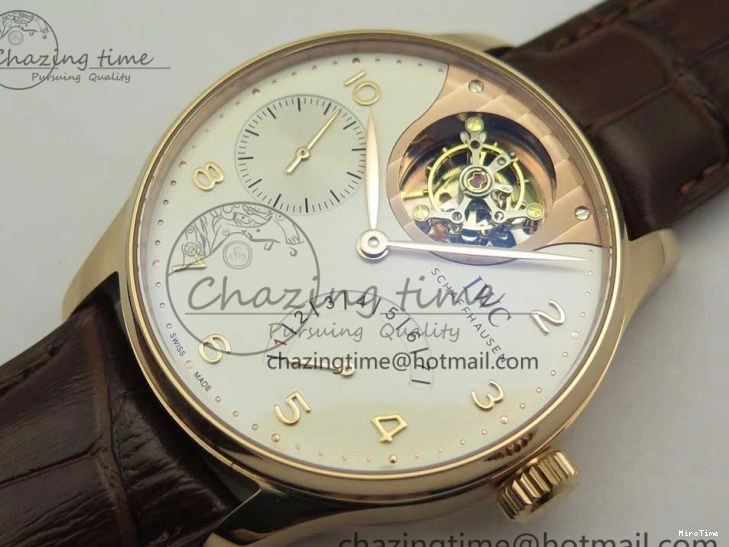 MIROTIME 0514 Portuguese Tourbillon IW5046 RG ZF Best Edition White Dial on Brown Leather Strap UrbanStyle 7144